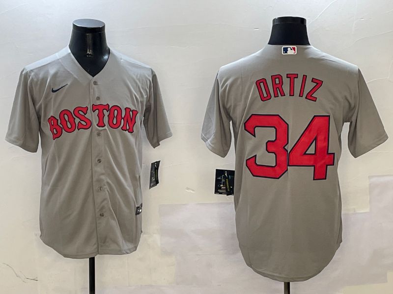Men Boston Red Sox #34 Ortiz Grey Game 2025 Nike MLB Jersey style 6->boston red sox->MLB Jersey